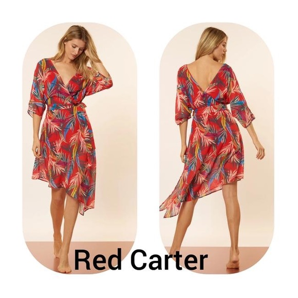 Red Carter Dresses & Skirts - RED CARTER Floral Eliza Tassel Sleeve Wrap Dress L